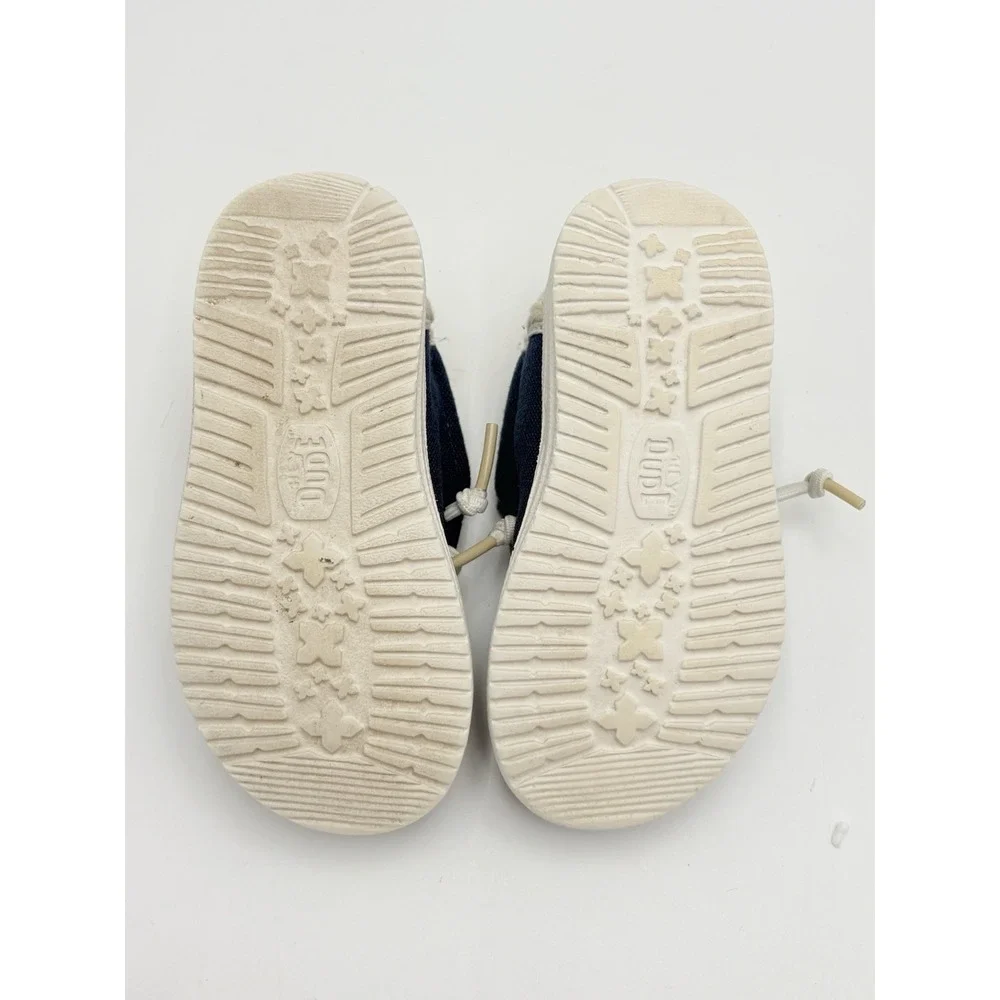 Hey Dude Wally Toddler Linen Natural Navy Shoes Size C8